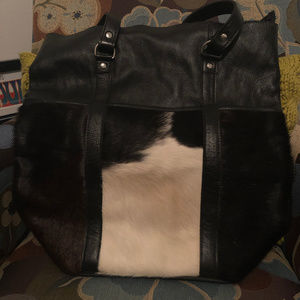 Cowhide leather bag - Black/White/Brown - NWOT